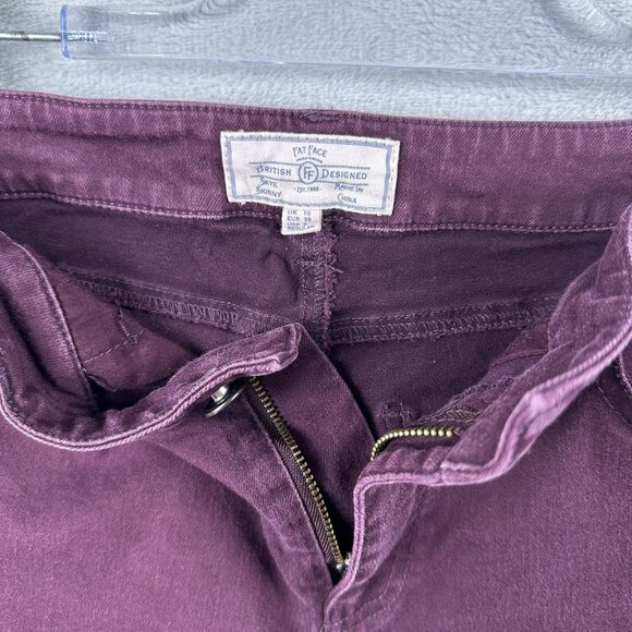 Fat Face Skye Skinny Jeans Womens Size 6 Mid Rise Denim Stretch Maroon - Picture 5 of 13